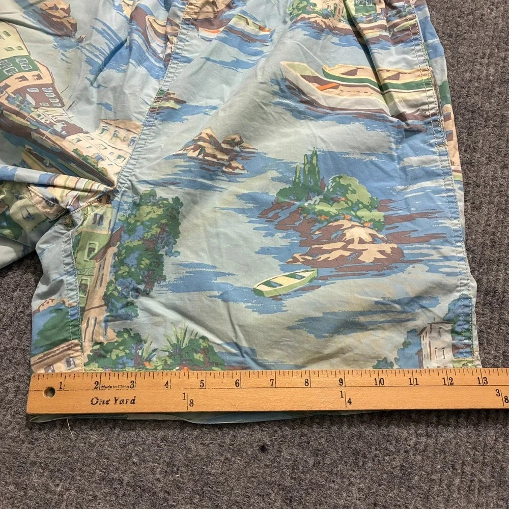 Nautica‎ Mens Swim Shorts Size M Blue Scenic Boat Harbor Print Mesh Lined